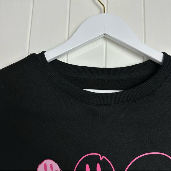 Boutique Chic black and pink preppy smiley sweatshirt size XS - Picture 4 of 7